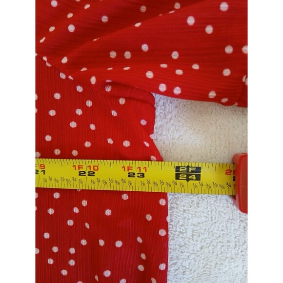 Cure Women's Blouse Tunic Red‎ White Polk Dot Short Sleeve Ruffle Sleeve 2XL - Picture 10 of 14